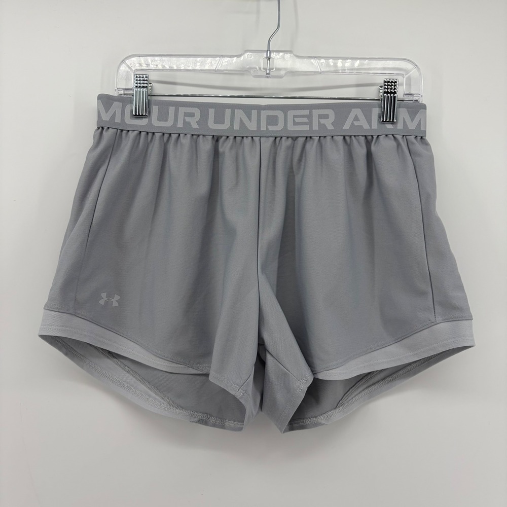 Under Armour Womens Large Gray Athletic Shorts Loose Fit Elastic Waist Running